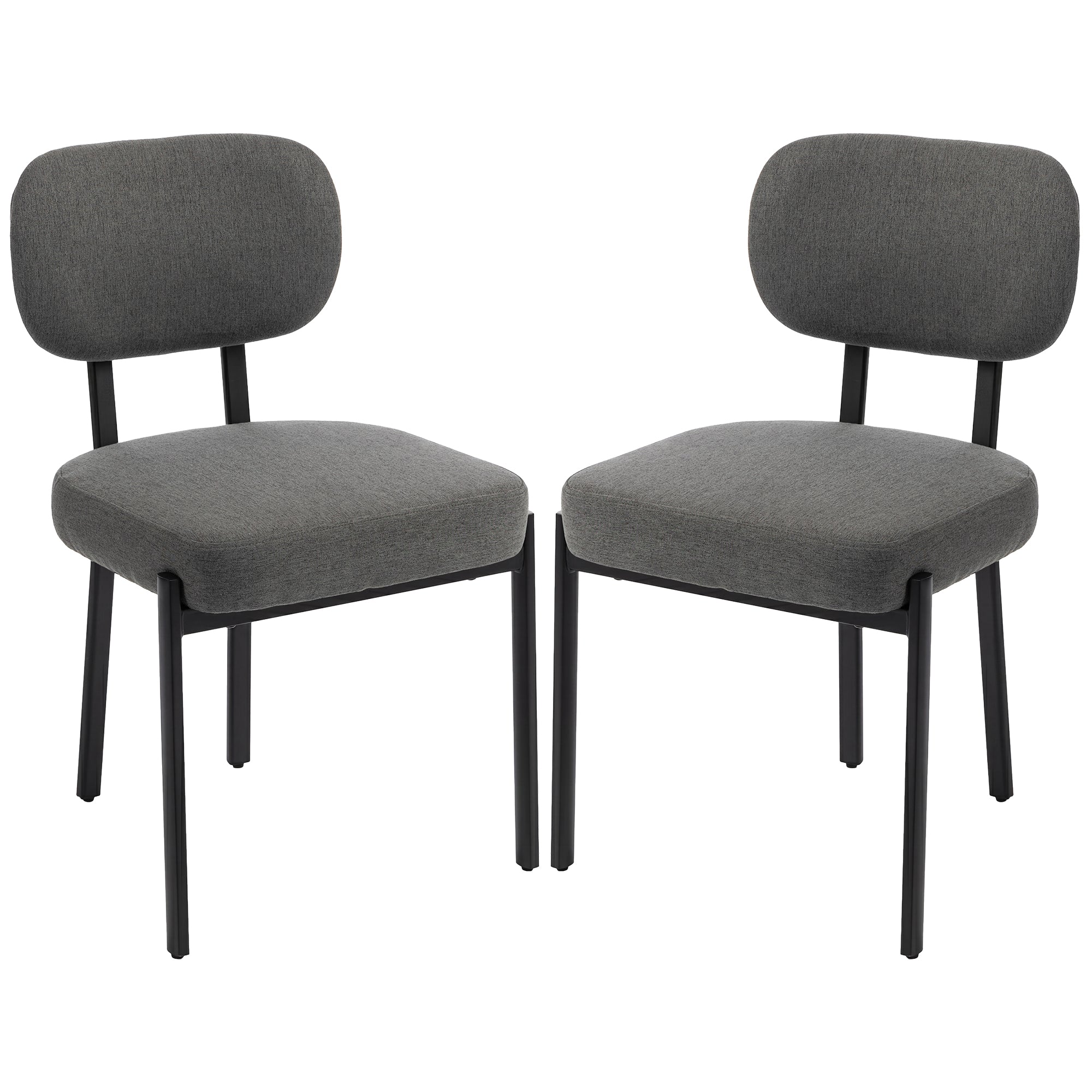 Upholstered Linen Fabric Kitchen Chairs, Modern Dining Chairs Set of 2 with Metal Legs, Grey-Home Furnishings > Kitchen & Dining Furniture > Dining Chairs-DECOROLALA