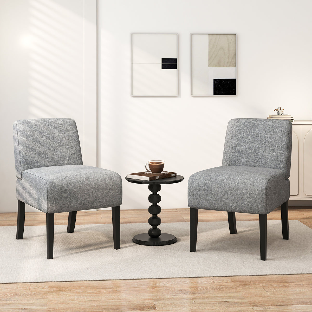 Upholstered Living Room Chair with Rubber Wood Legs-Dark Gray-Dining Chairs-DECOROLALA