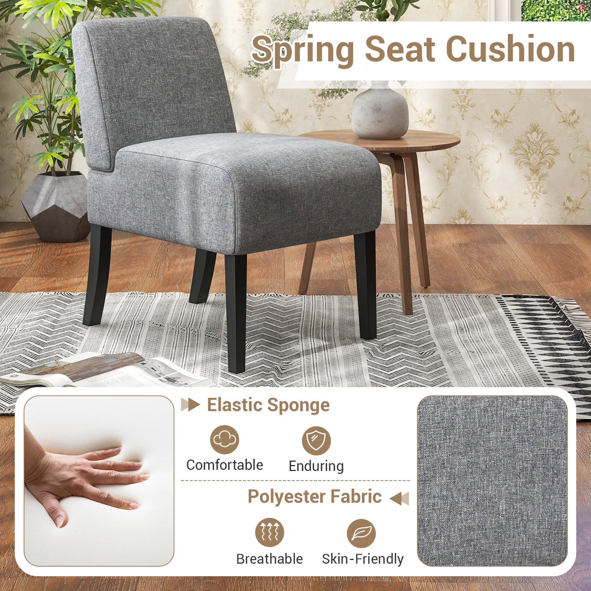 Upholstered Living Room Chair with Rubber Wood Legs-Dark Gray-Dining Chairs-DECOROLALA