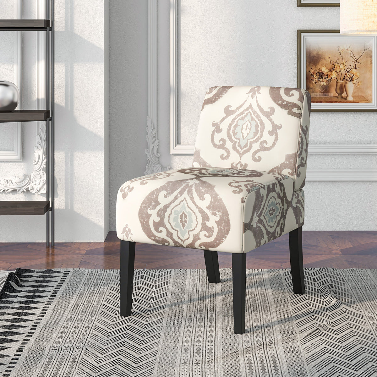 Upholstered Living Room Chair with Rubber Wood Legs-Light Gray-Dining Chairs-DECOROLALA