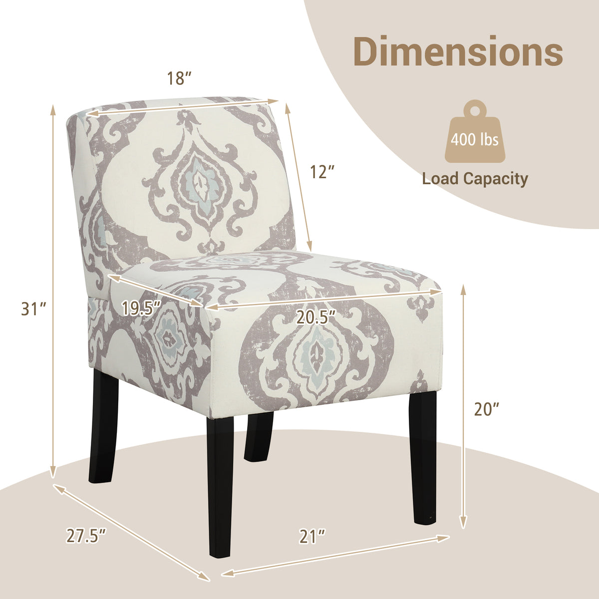 Upholstered Living Room Chair with Rubber Wood Legs-Light Gray-Dining Chairs-DECOROLALA