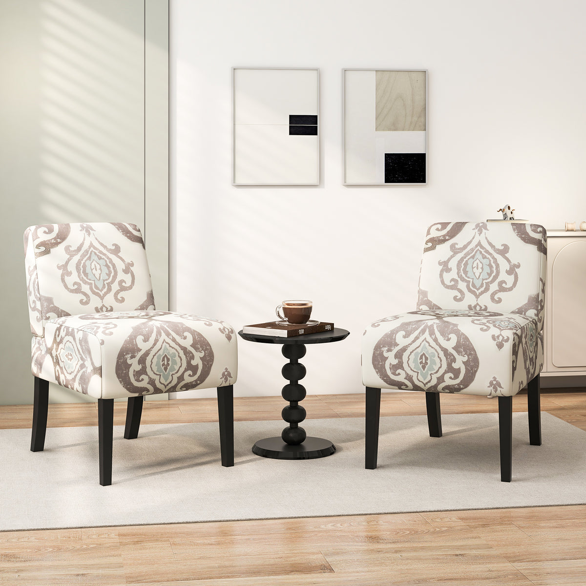 Upholstered Living Room Chair with Rubber Wood Legs-Light Gray-Dining Chairs-DECOROLALA