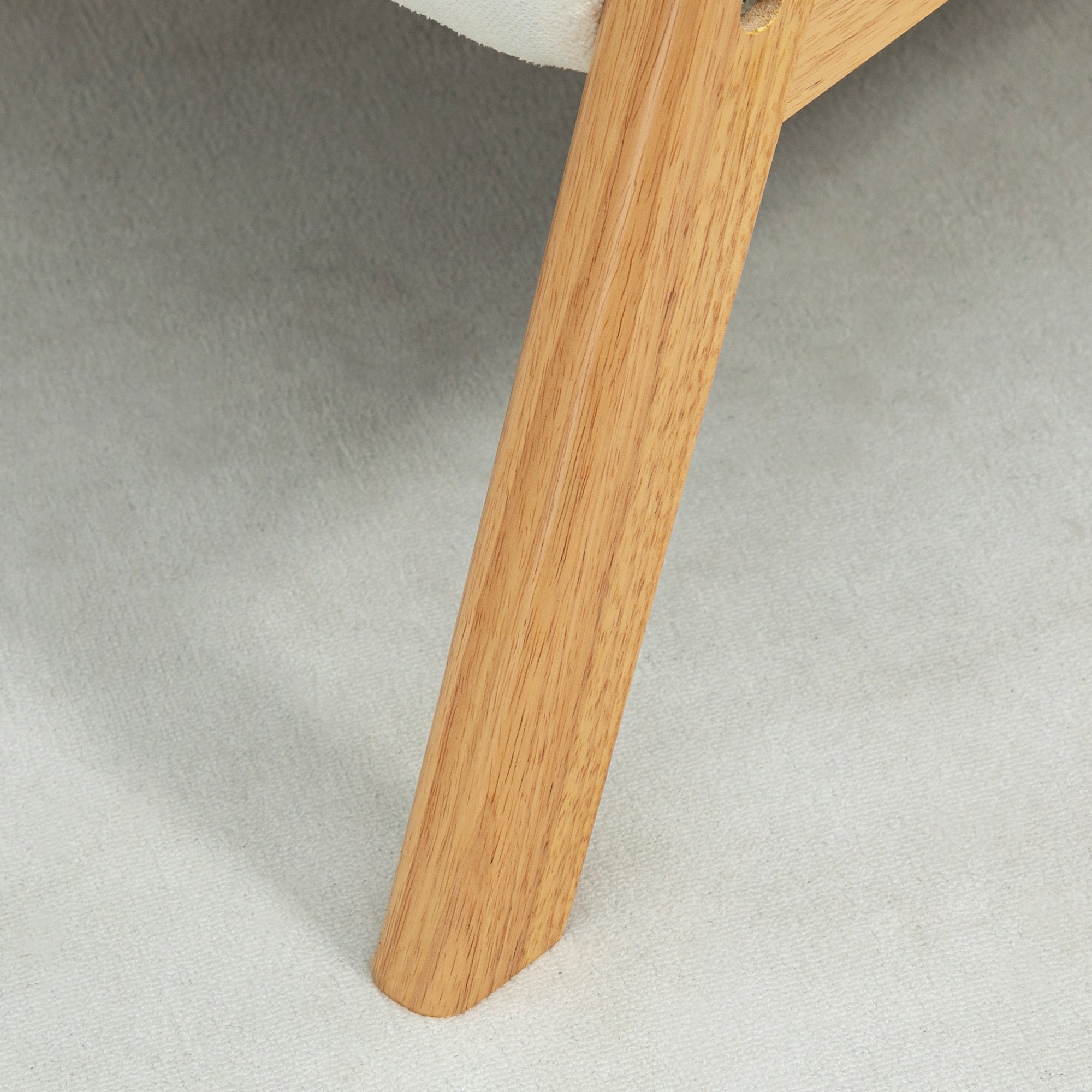 Upholstered Lounge Chair, Cream Velvet, Rubber Wood Frame, 26.8"W x 29.5"D x 30.7"H-DECOROLALA