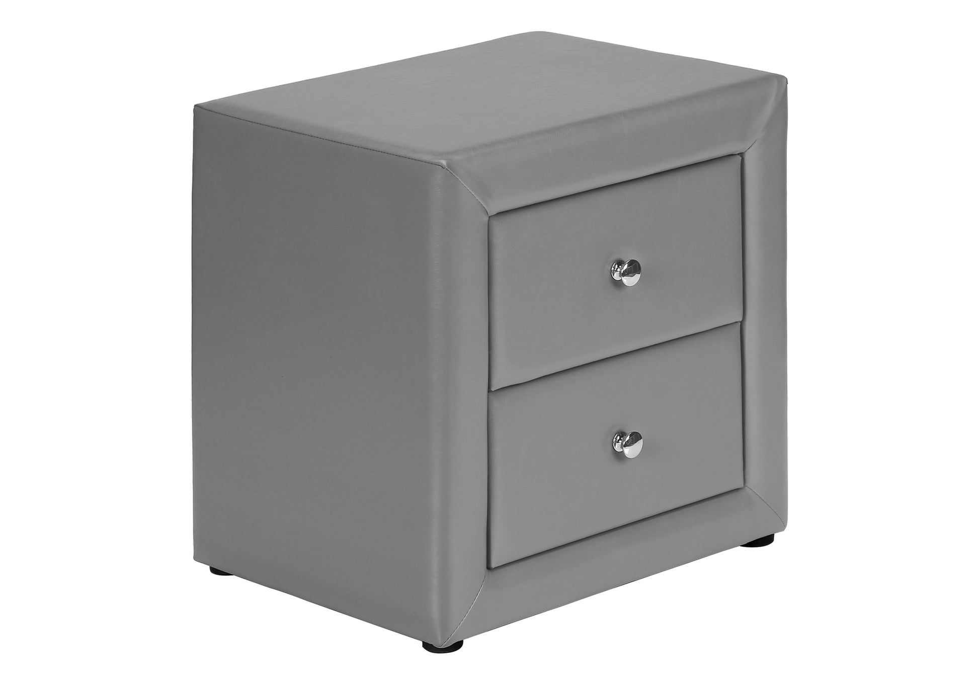 Upholstered Nightstand Grey Leather-Look 2-Drawer-Nighstand-DECOROLALA