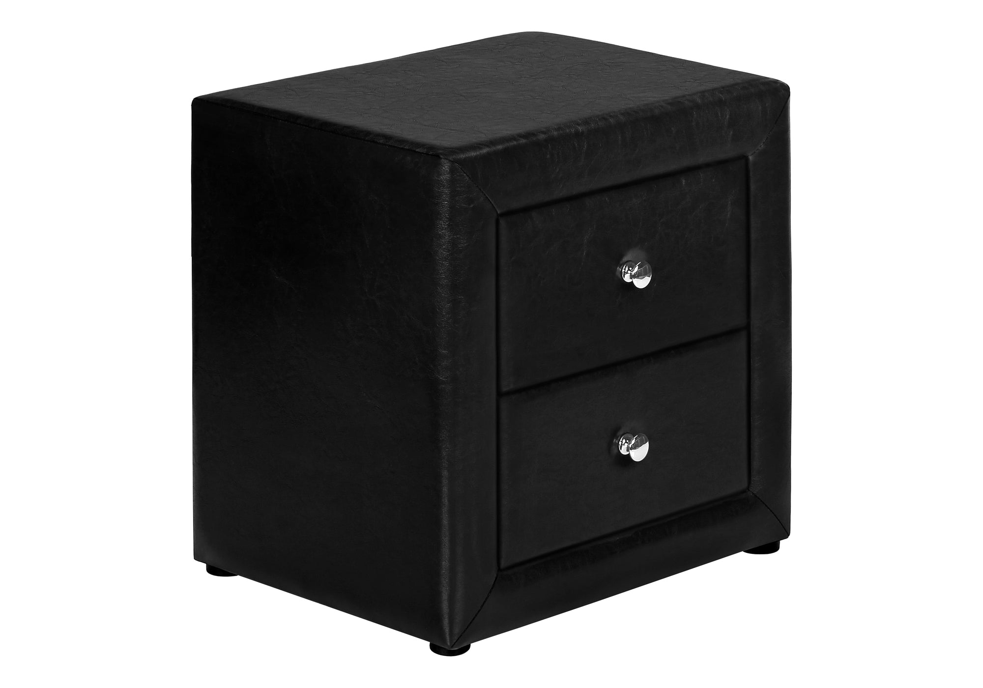 Upholstered Nightstand Grey Leather-Look 2-Drawer-Nighstand-DECOROLALA