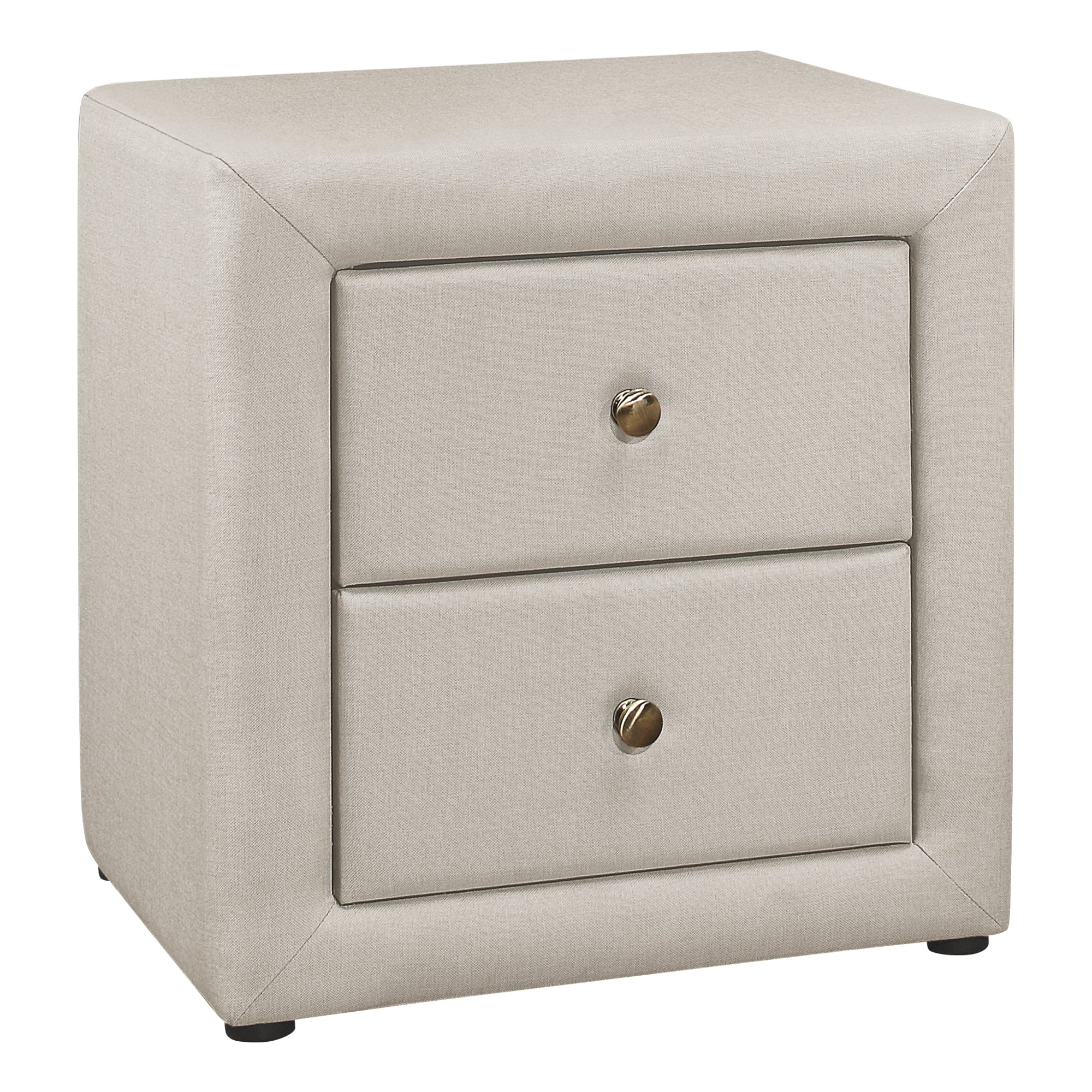 Upholstered Nightstand Grey Leather-Look 2-Drawer-Nighstand-DECOROLALA