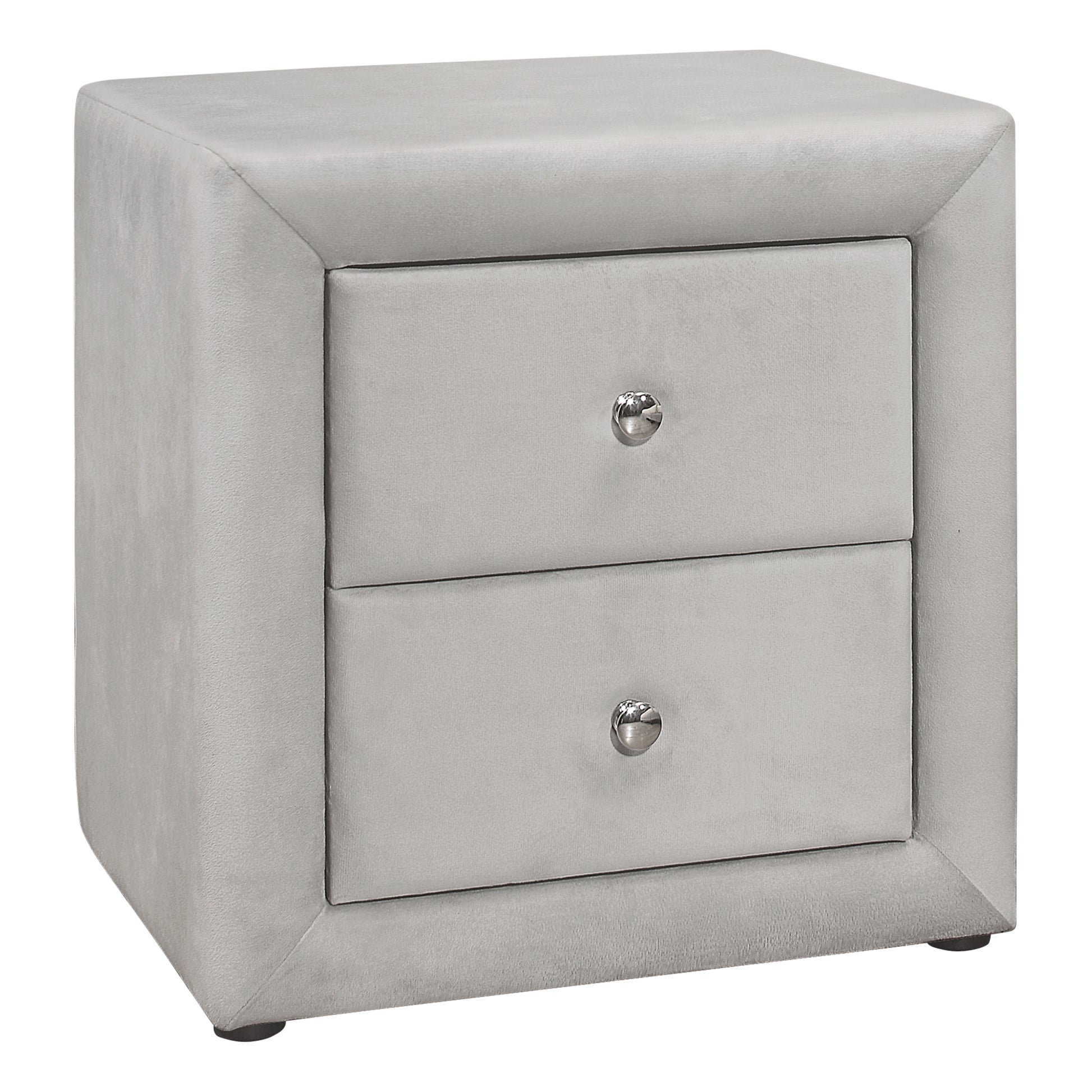Upholstered Nightstand Grey Leather-Look 2-Drawer-Nighstand-DECOROLALA