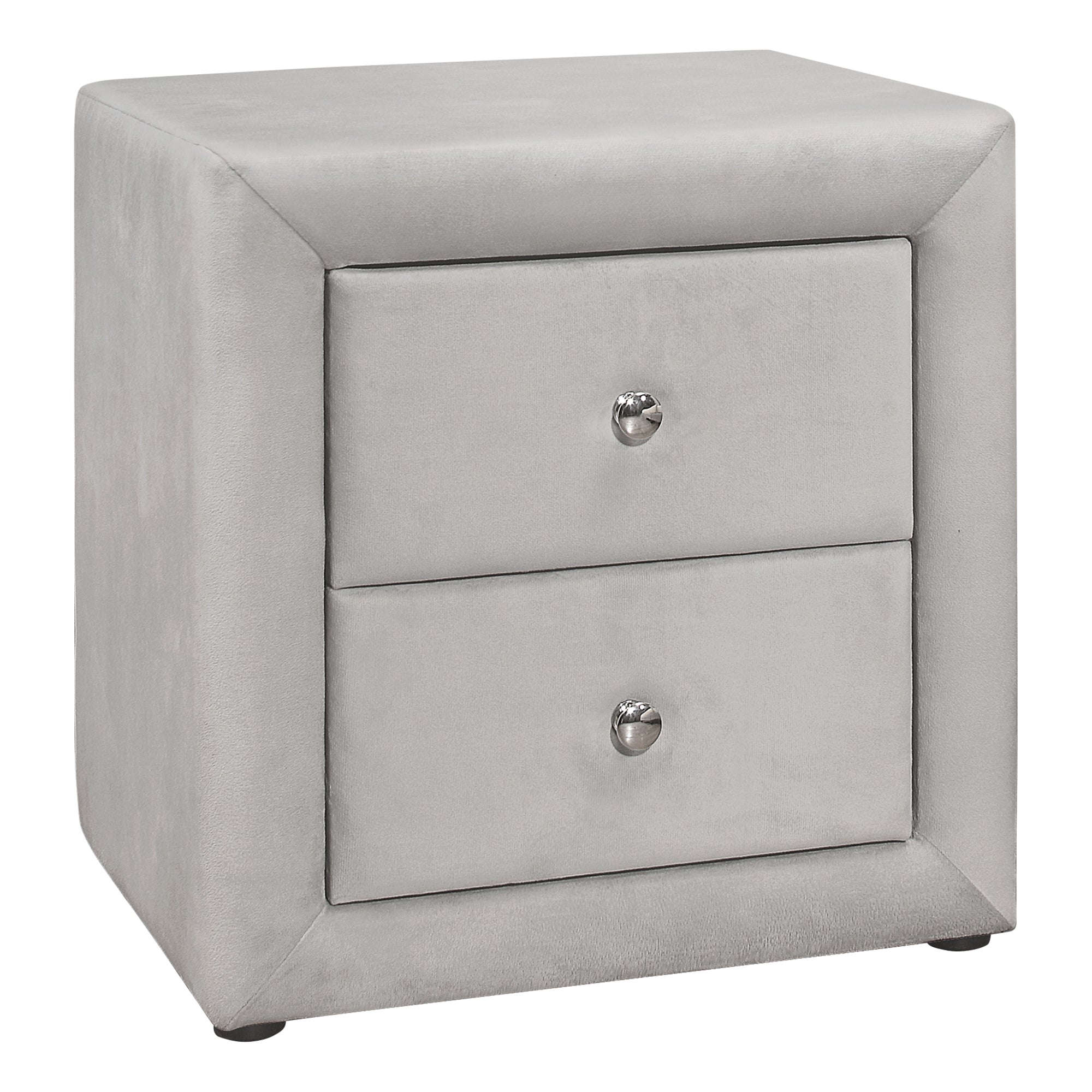 Upholstered Nightstand Grey Leather-Look 2-Drawer-Nighstand-DECOROLALA