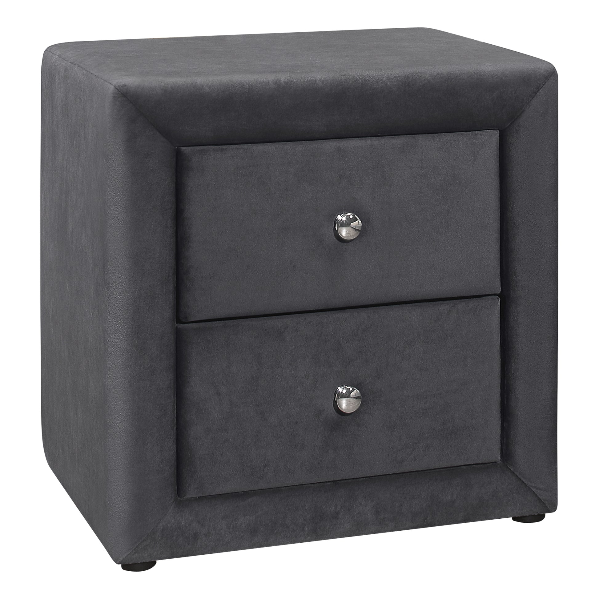 Upholstered Nightstand Grey Leather-Look 2-Drawer-Nighstand-DECOROLALA