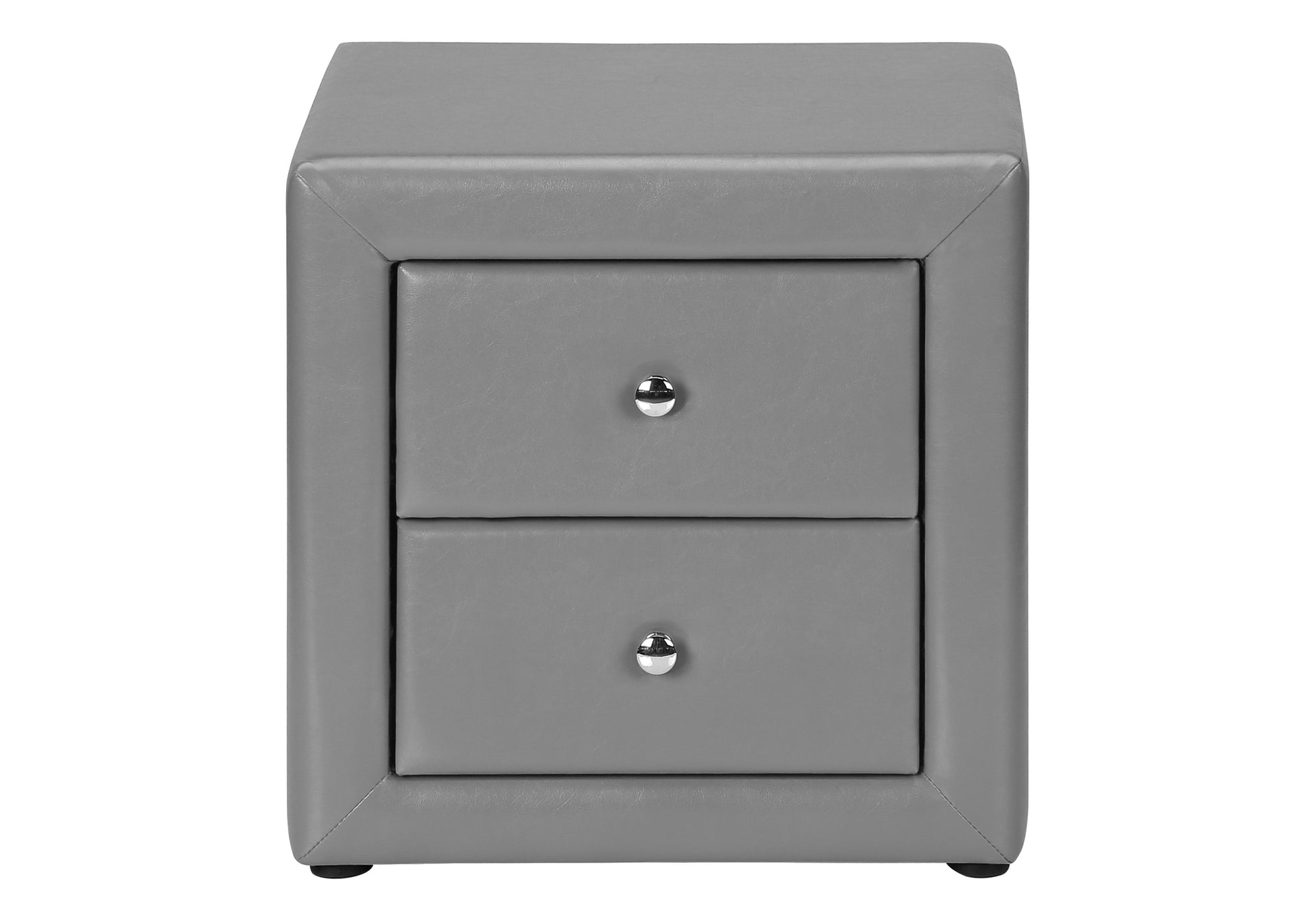 Upholstered Nightstand Grey Leather-Look 2-Drawer-Nighstand-DECOROLALA