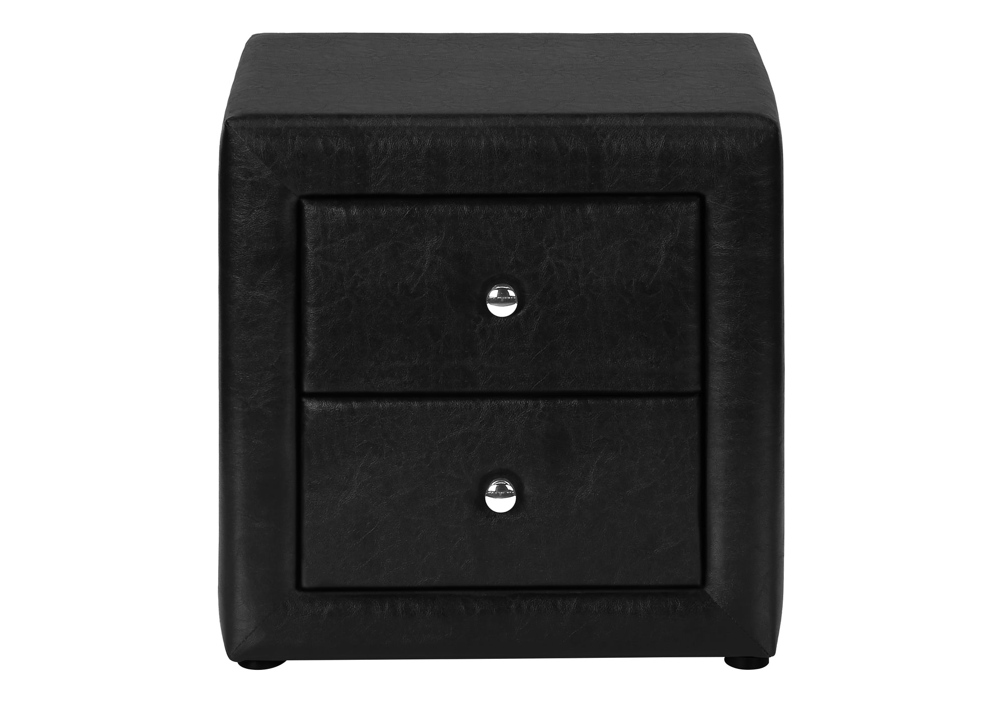 Upholstered Nightstand Grey Leather-Look 2-Drawer-Nighstand-DECOROLALA