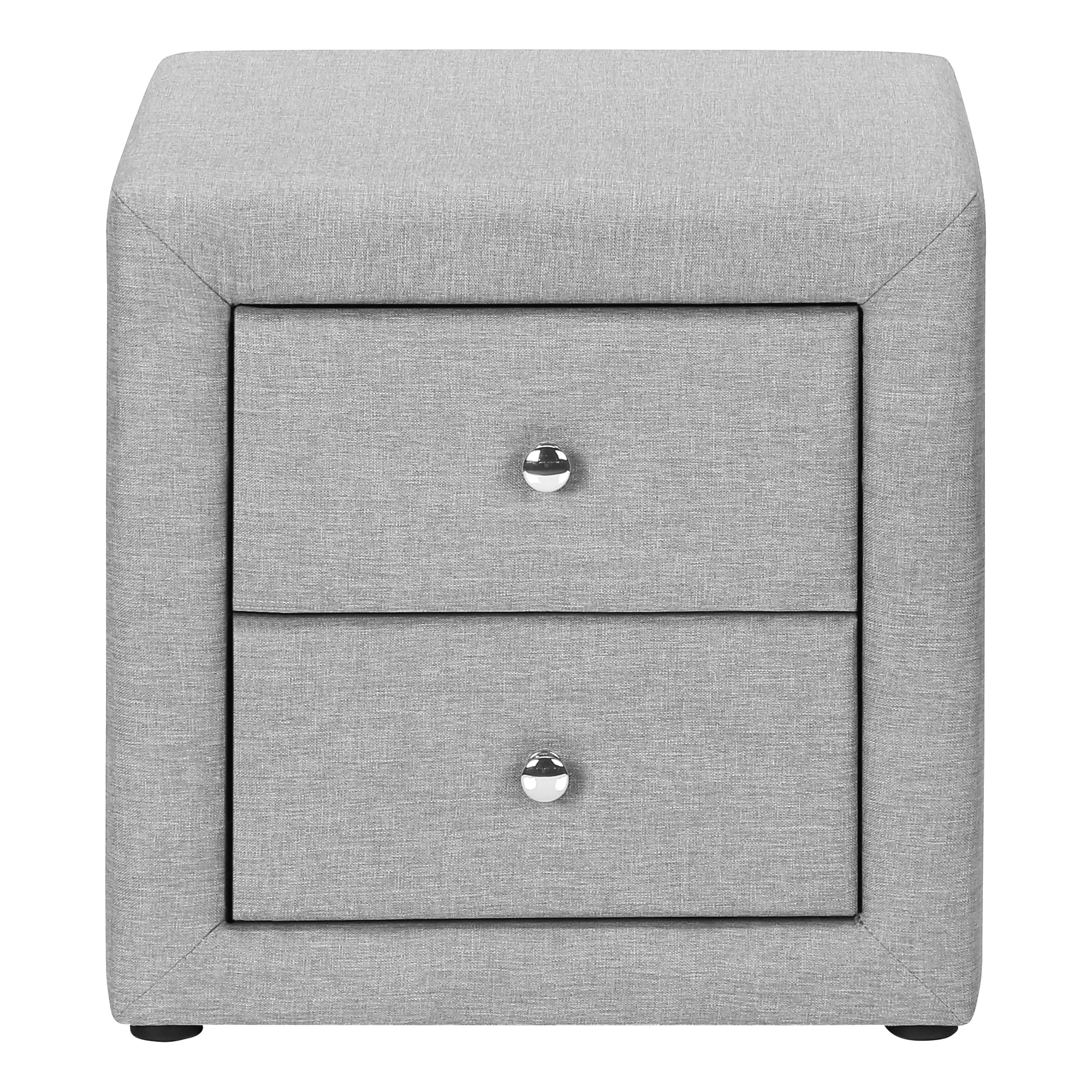 Upholstered Nightstand Grey Leather-Look 2-Drawer-Nighstand-DECOROLALA