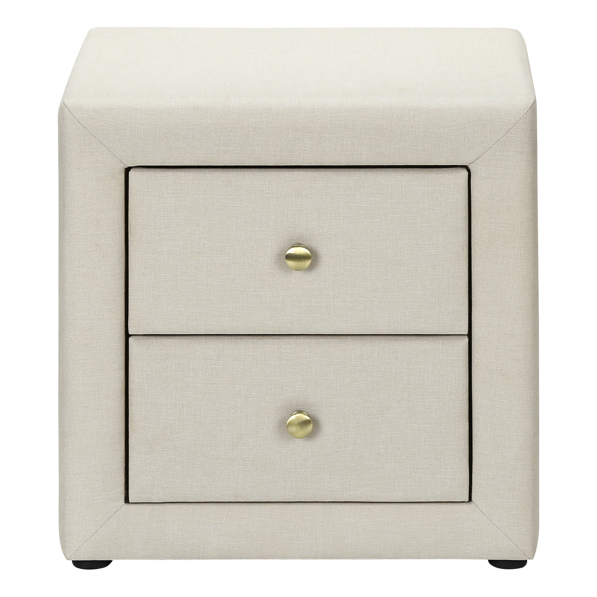 Upholstered Nightstand Grey Leather-Look 2-Drawer-Nighstand-DECOROLALA