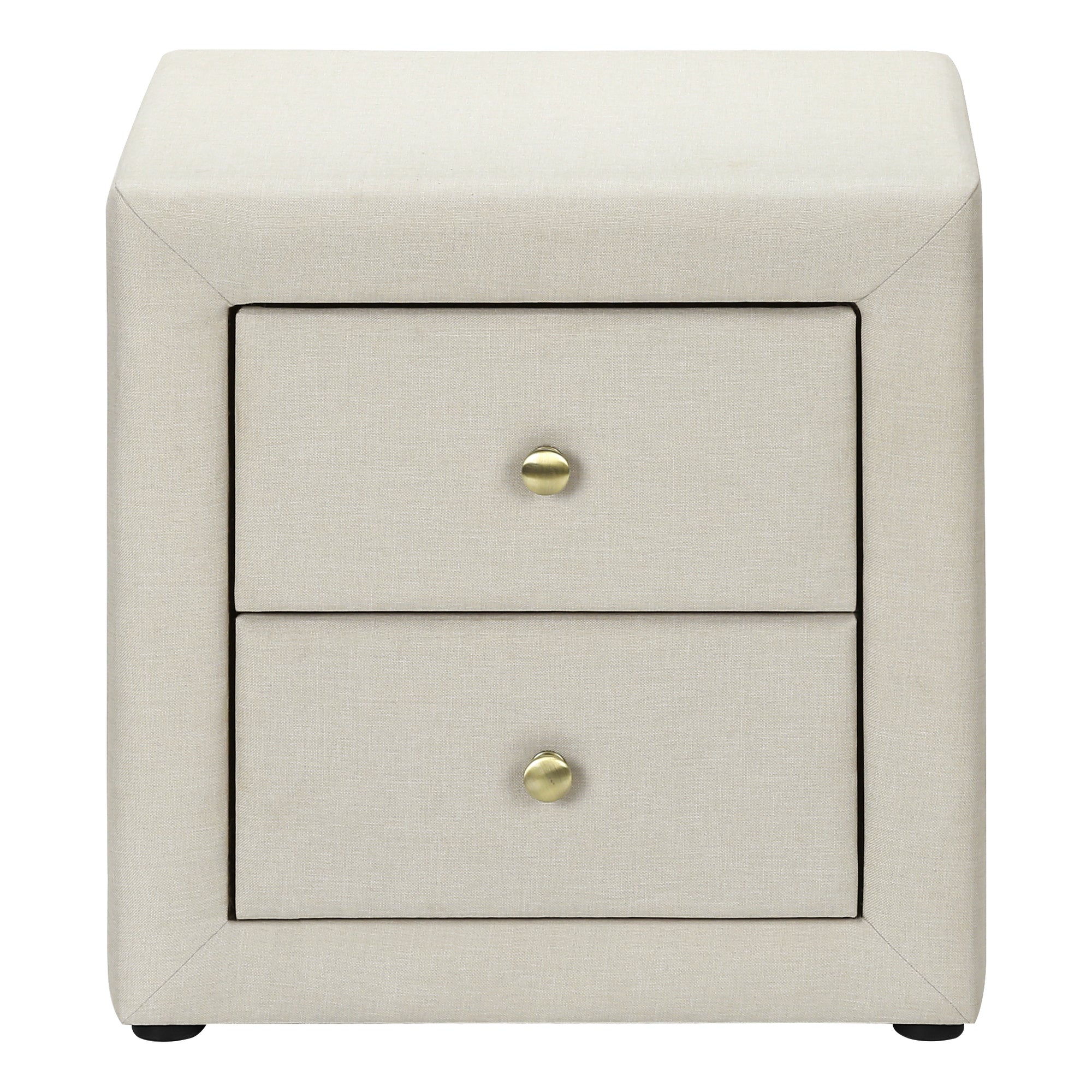 Upholstered Nightstand Grey Leather-Look 2-Drawer-Nighstand-DECOROLALA
