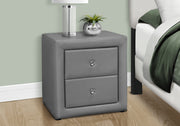 Upholstered Nightstand Grey Leather-Look 2-Drawer-Nighstand-DECOROLALA