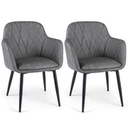 Upholstered PU Leather Kitchen Chairs Set of 2 with Curved Back and Wide Seat-Gray-Dining Chairs-DECOROLALA