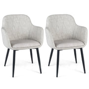 Upholstered PU Leather Kitchen Chairs Set of 2 with Curved Back and Wide Seat-White-Dining Chairs-DECOROLALA