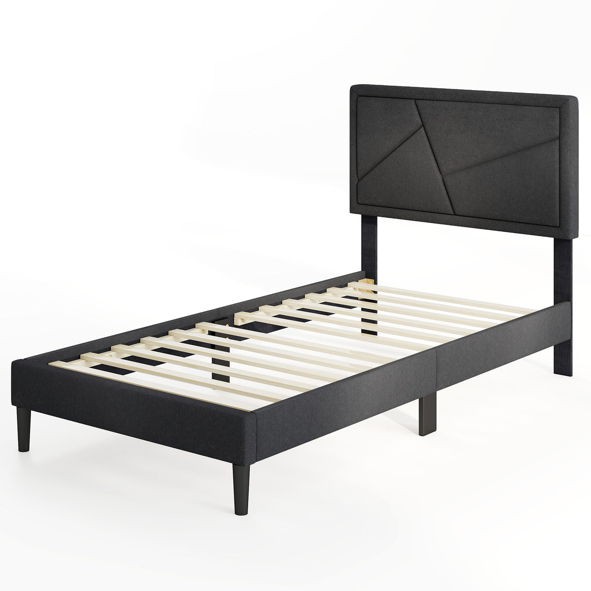 Upholstered Platform Bed Frame with High Headboard-Simple Bed Frame-DECOROLALA