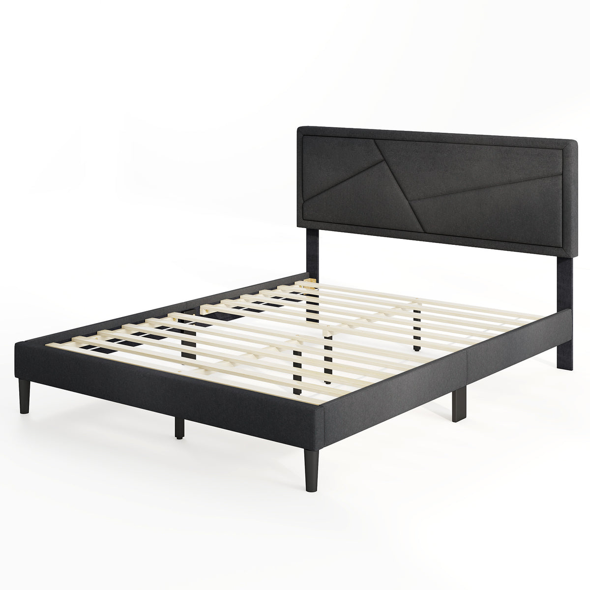 Upholstered Platform Bed Frame with High Headboard-Simple Bed Frame-DECOROLALA