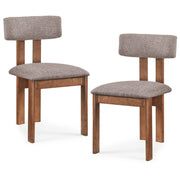Upholstered Rubber Wood Dining Chairs Set of 2 with Curved Backrest-Walnut-Dining Chairs-DECOROLALA
