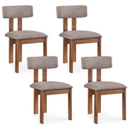 Upholstered Rubber Wood Dining Chairs Set of 4 with Curved Backrest-Walnut-Dining Chairs-DECOROLALA