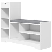 Upholstered Shoe Storage Bench - White 6-Shelf Entryway Bench-Home Furnishings > Storage & Organization > Shoe Storage Cabinets & Racks-DECOROLALA
