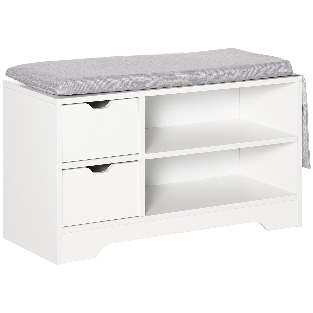 Upholstered Shoe Storage Bench - White with Grey Cushion-Home Furnishings > Storage & Organization > Shoe Storage Cabinets & Racks-DECOROLALA