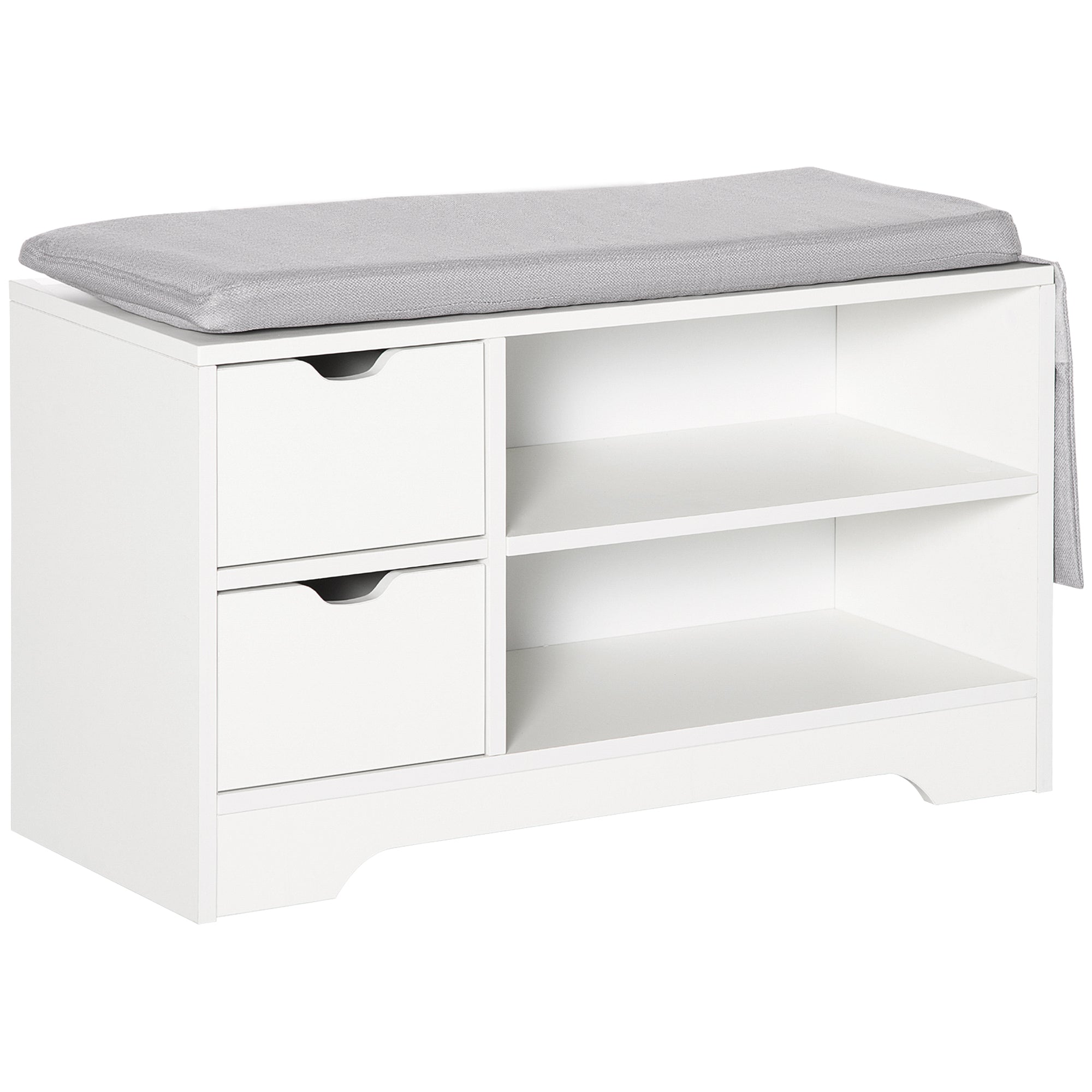 Upholstered Shoe Storage Bench - White with Grey Cushion-Home Furnishings > Storage & Organization > Shoe Storage Cabinets & Racks-DECOROLALA