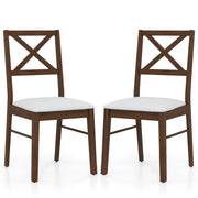 Upholstered Side Dining Chairs Set of 2 with Rubber Wood Frame-Brown-Dining Chairs-DECOROLALA
