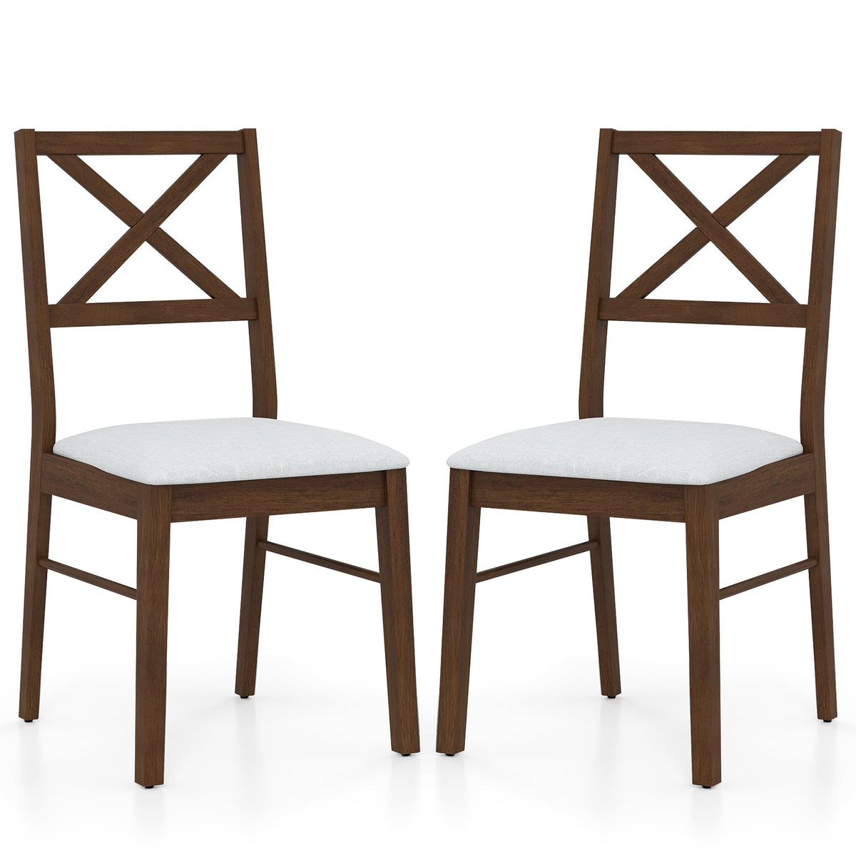 Upholstered Side Dining Chairs Set of 2 with Rubber Wood Frame-Brown-Dining Chairs-DECOROLALA