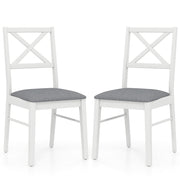 Upholstered Side Dining Chairs Set of 2 with Rubber Wood Frame-White-Dining Chairs-DECOROLALA