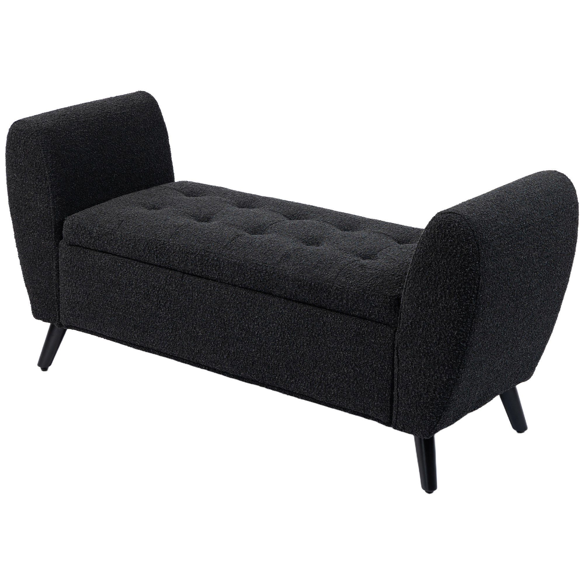 Upholstered Storage Bench - Black 55.1" Modern-DECOROLALA