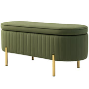 Upholstered Storage Bench - Dark Green Channel Tufted-DECOROLALA