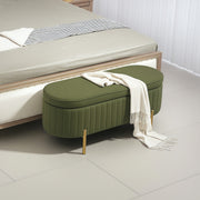 Upholstered Storage Bench - Dark Green Channel Tufted-DECOROLALA