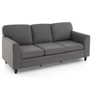 Upholstered Teddy Velvet 3-Seat Sofa with Comfy Back Pillows-Gray-Sofas & Loveseats-DECOROLALA