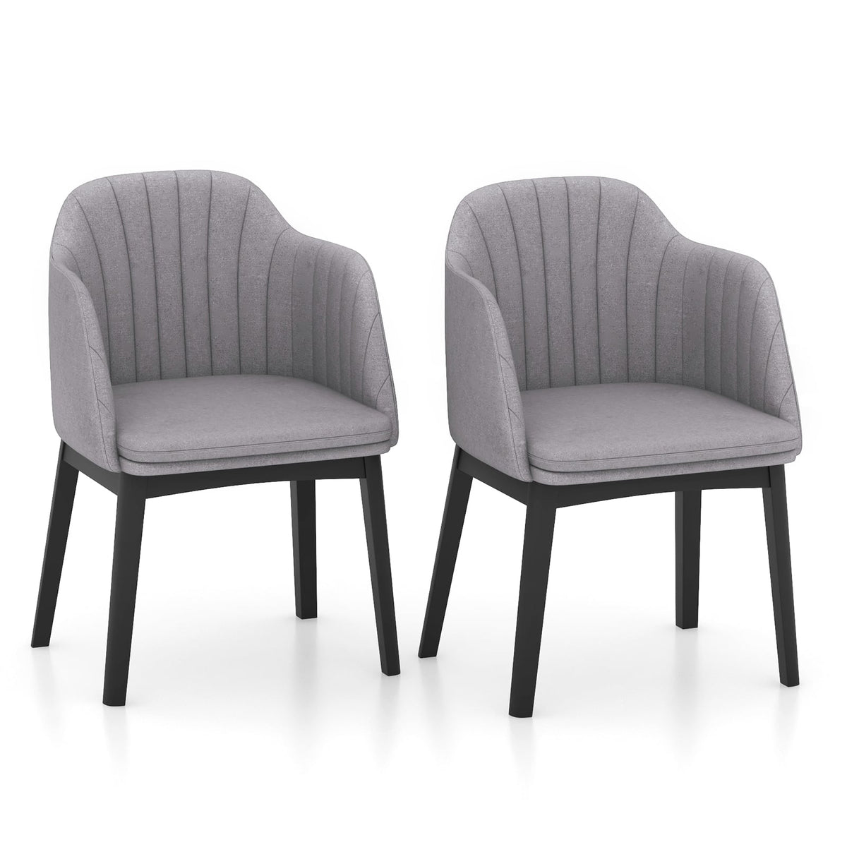 Upholstered Velvet Accent Modern Dining Chairs Set of 2 with Curved Backrests-Grey-Dining Chairs-DECOROLALA