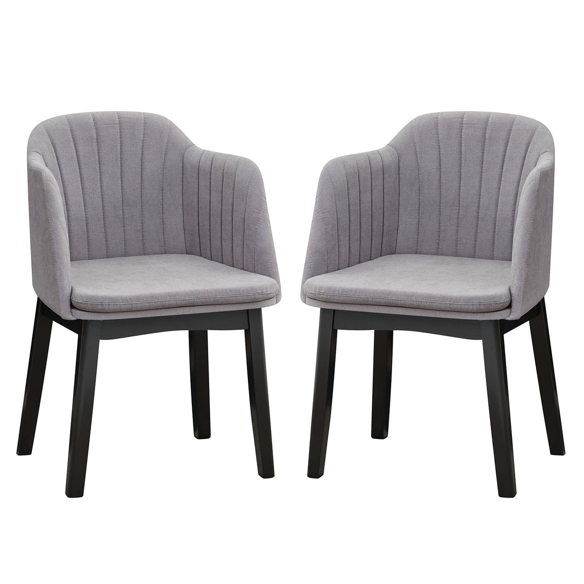 Upholstered Velvet Accent Modern Dining Chairs Set of 2 with Curved Backrests-Grey-Dining Chairs-DECOROLALA