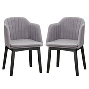 Upholstered Velvet Accent Modern Dining Chairs Set of 2 with Curved Backrests-Grey-Dining Chairs-DECOROLALA