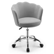 Upholstered Velvet Kids Desk Chair with Wheels and Seashell Back-Gray-Leisure Chairs-DECOROLALA