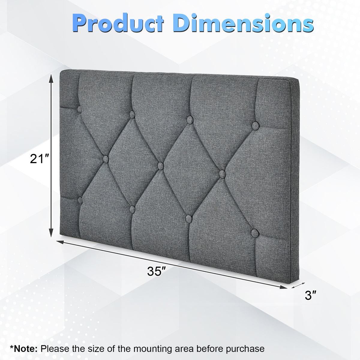 Upholstered Wall Mounted Headboard with Tufted Button Linen Fabric-Headboards-DECOROLALA