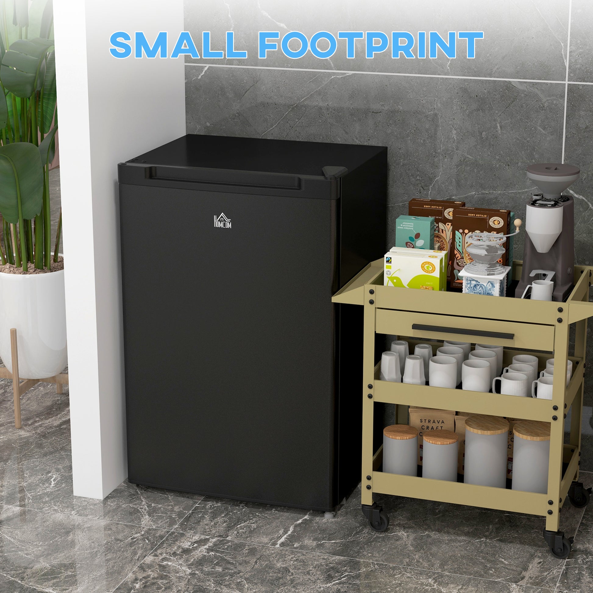 Upright Freezer, 3 Cu.Ft Mini Freezer with Reversible Single Door, Adjustable Thermostat for Home, Dorm, Black-Small Kitchen Appliances-DECOROLALA