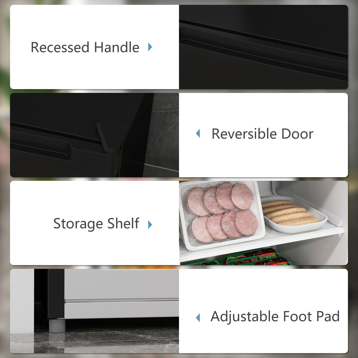 Upright Freezer, 3 Cu.Ft Mini Freezer with Reversible Single Door, Adjustable Thermostat for Home, Dorm, Black-Small Kitchen Appliances-DECOROLALA