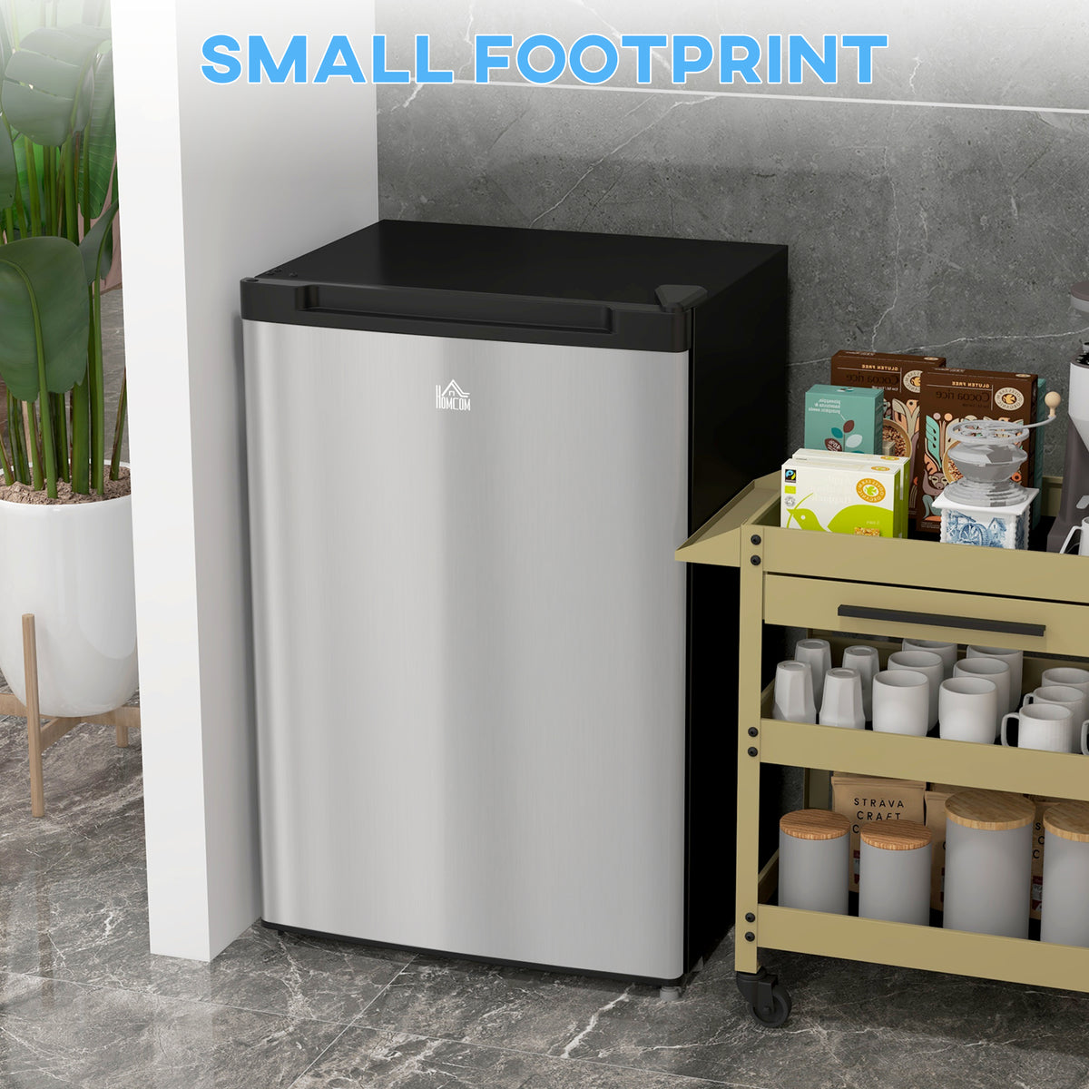 Upright Freezer, 3 Cu.Ft Mini Freezer with Reversible Single Door, Adjustable Thermostat for Home, Dorm, Silver-Small Kitchen Appliances-DECOROLALA