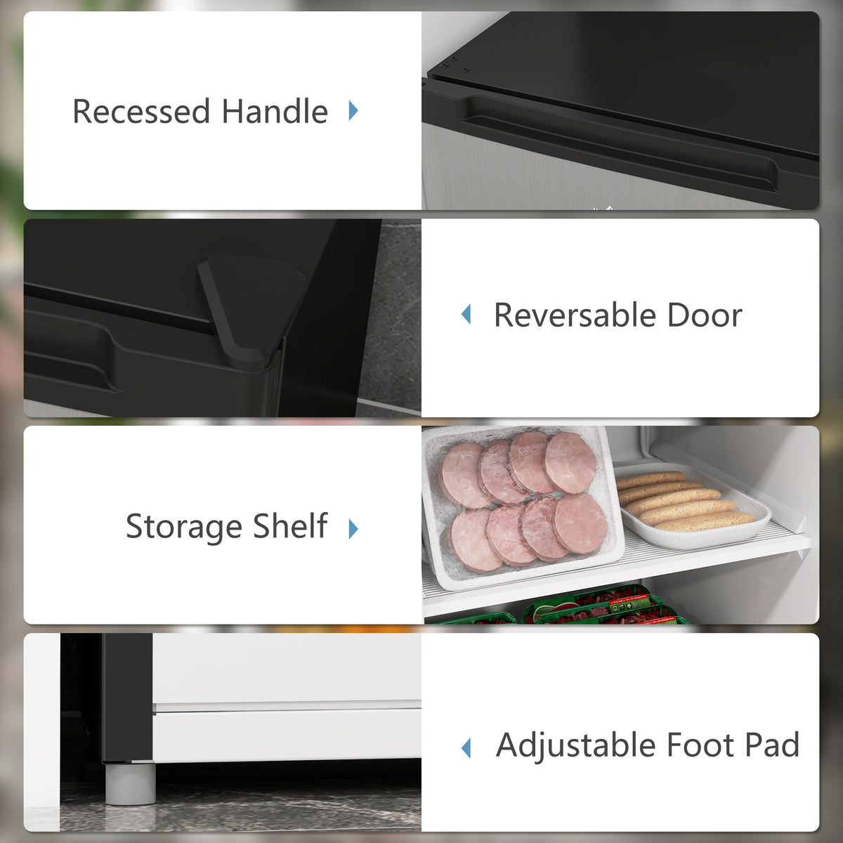 Upright Freezer, 3 Cu.Ft Mini Freezer with Reversible Single Door, Adjustable Thermostat for Home, Dorm, Silver-Small Kitchen Appliances-DECOROLALA