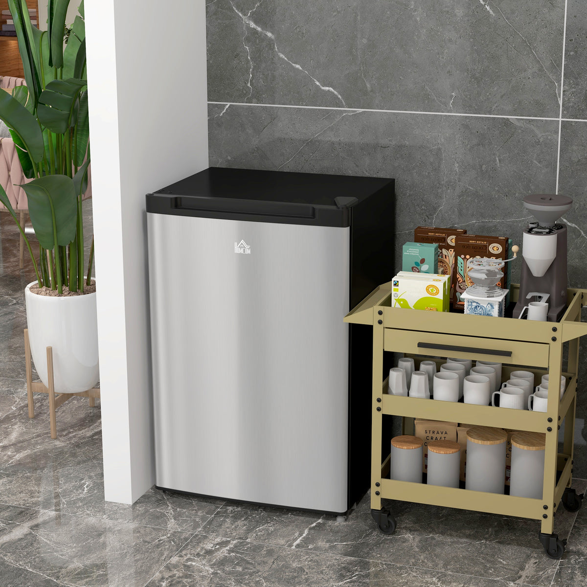 Upright Freezer, 3 Cu.Ft Mini Freezer with Reversible Single Door, Adjustable Thermostat for Home, Dorm, Silver-Small Kitchen Appliances-DECOROLALA
