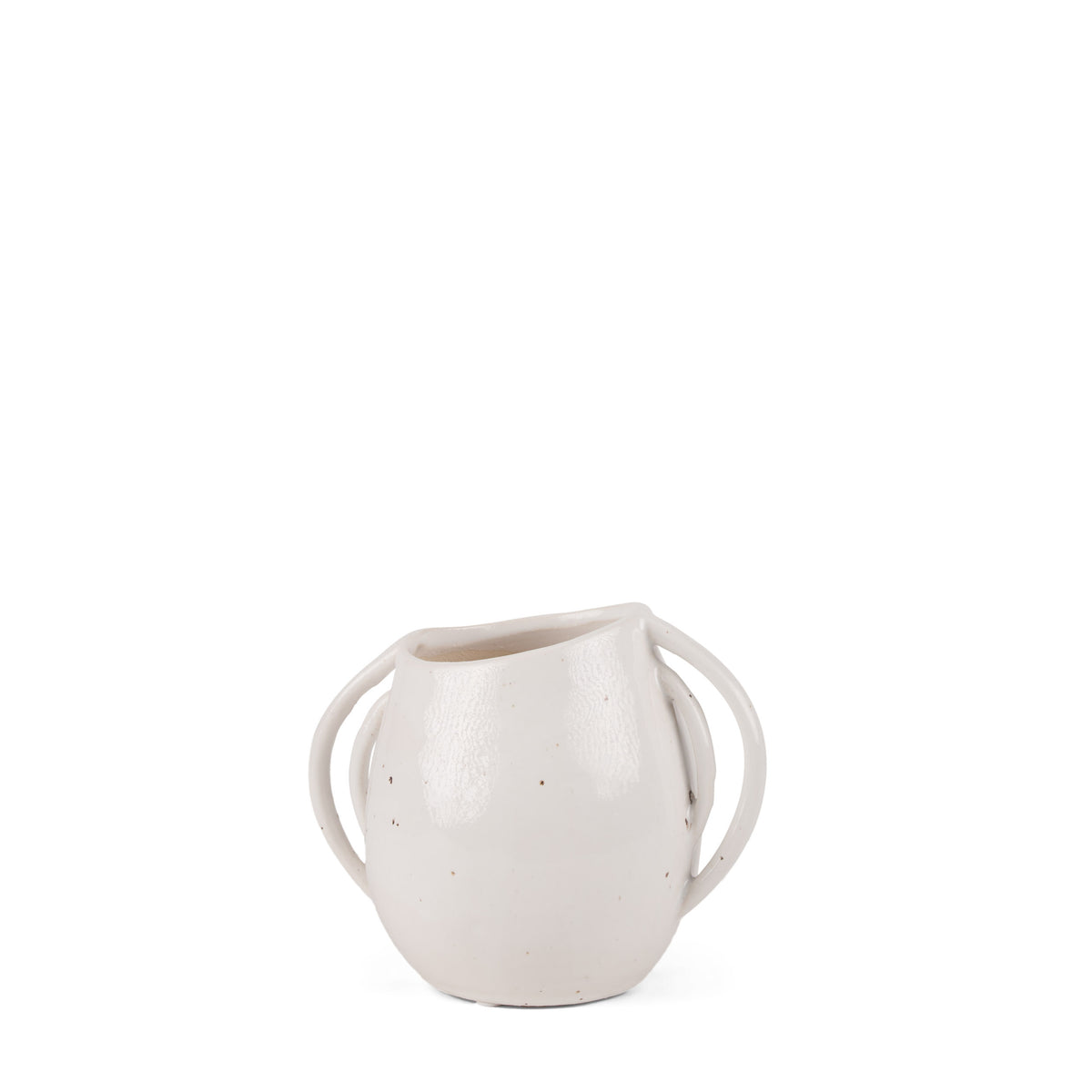 Urvi Short Off White Speckled Asymmetrical Ceramic Vase-Vase-DECOROLALA