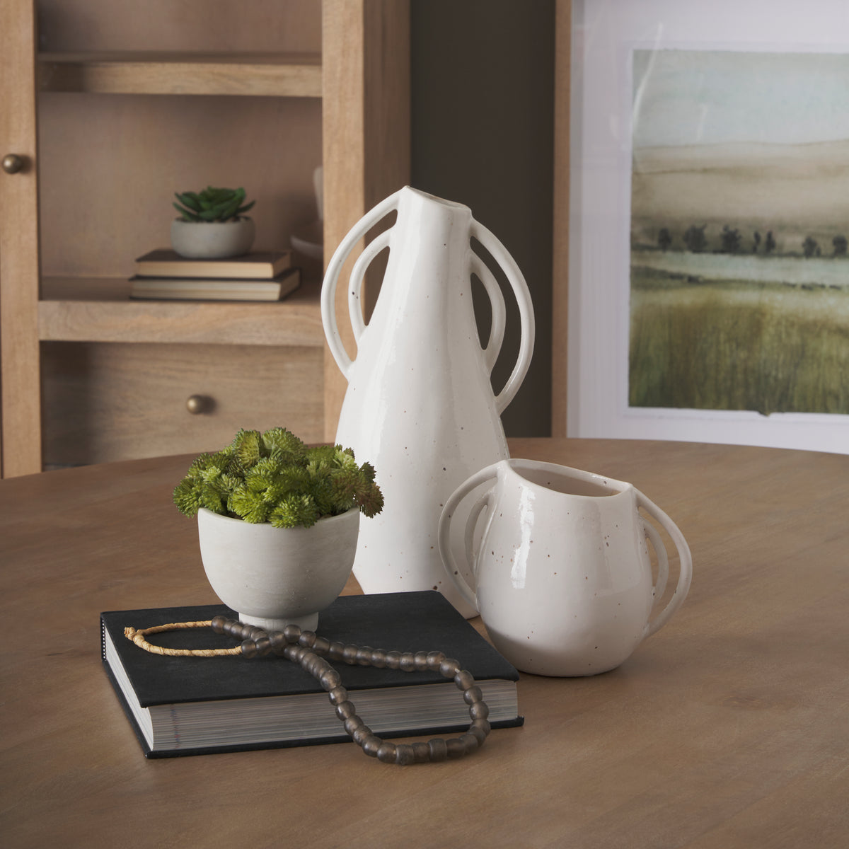 Urvi Tall Asymmetrical Ceramic Vase - Off White-Vases-DECOROLALA