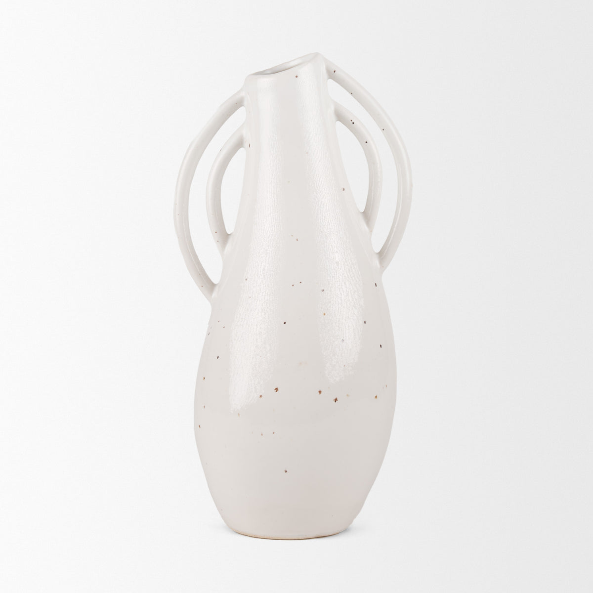 Urvi Tall Off White Speckled Asymmetrical Ceramic Vase-Vase-DECOROLALA