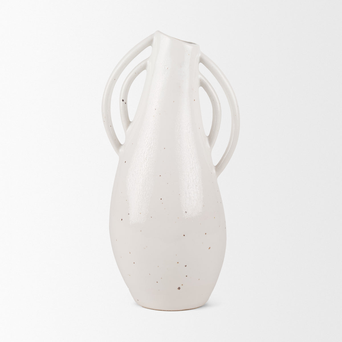 Urvi Tall Off White Speckled Asymmetrical Ceramic Vase-Vase-DECOROLALA