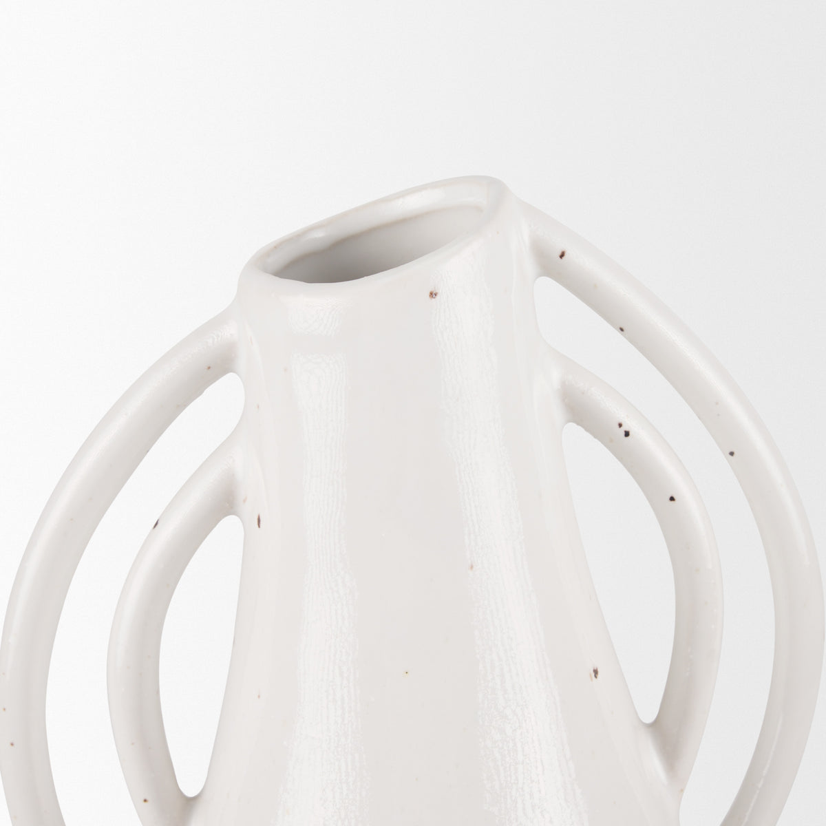 Urvi Tall Off White Speckled Asymmetrical Ceramic Vase-Vase-DECOROLALA
